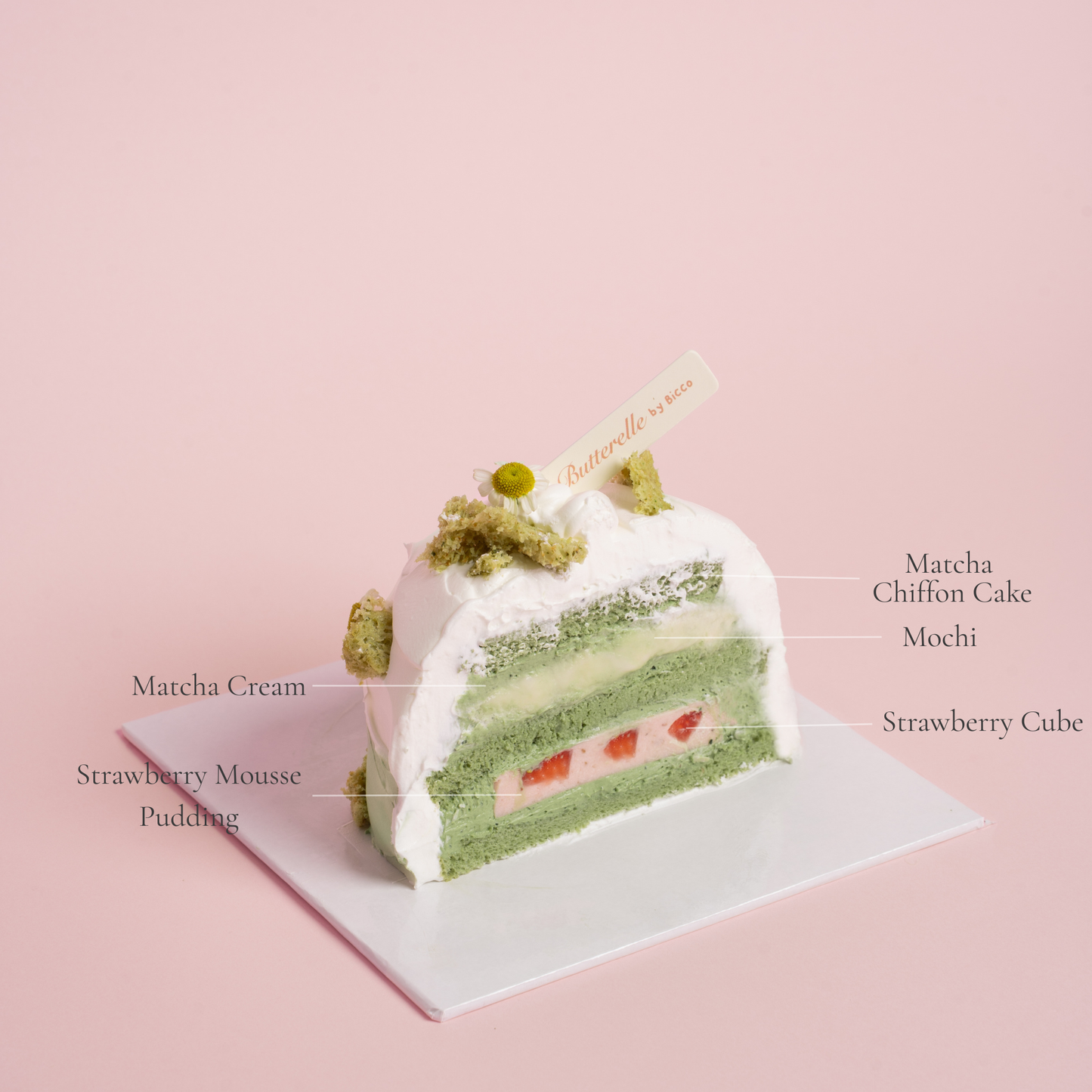 Matcha Mochi Strawberry Cake